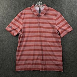 Adidas Polo Shirt Men's Extra Large Lilac Quiet Crimson Striped Golf Performance